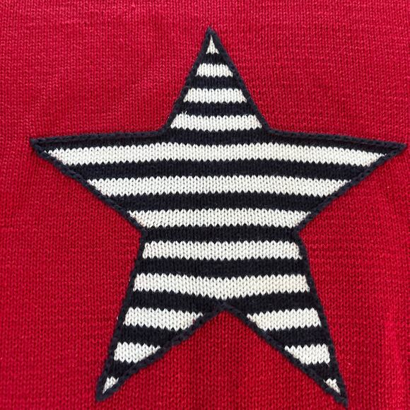 VTG Quacker Factory L / XL Sweater Knit Shirt USA Flag Short Sleeve Grandma - Picture 3 of 9
